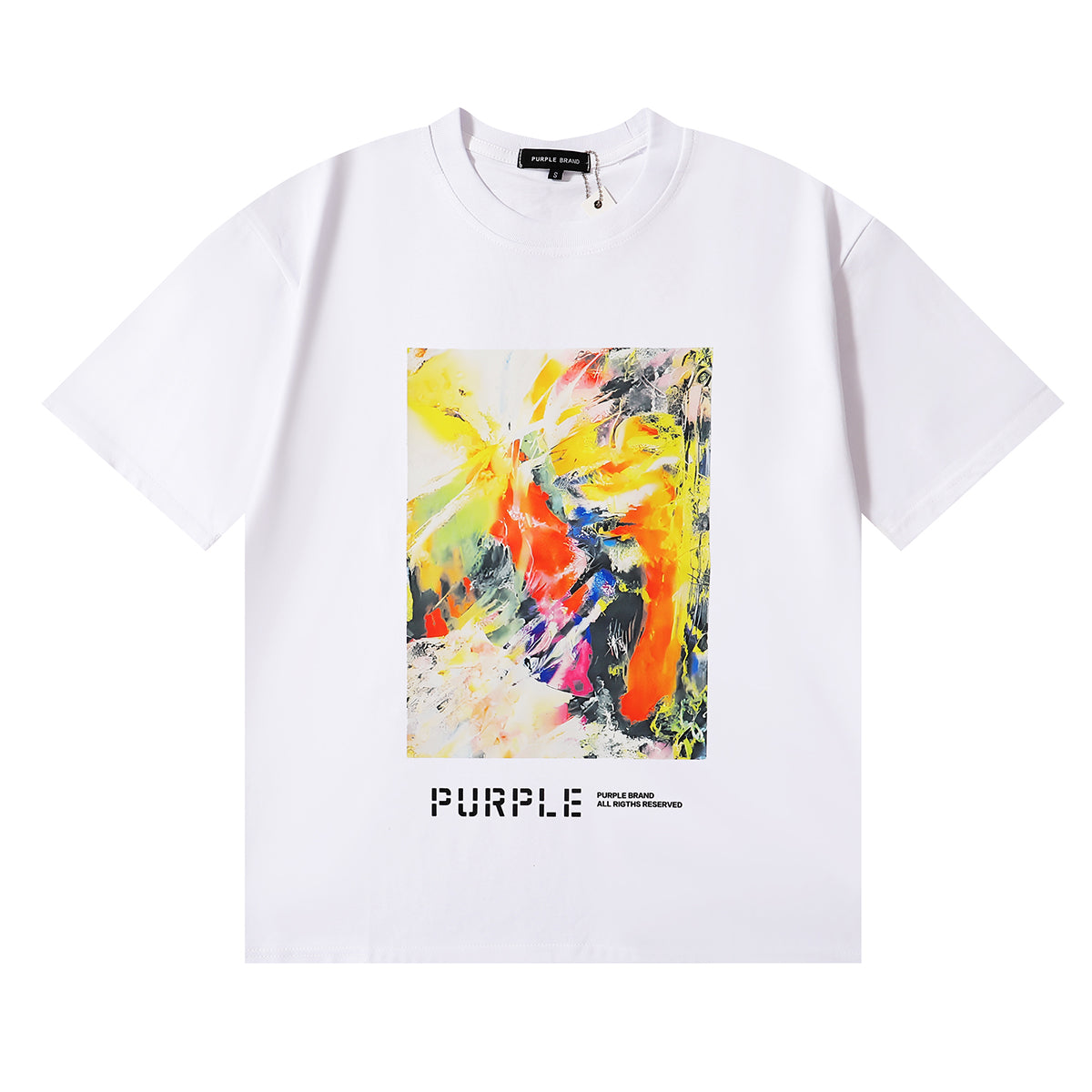 Men Streetwear Tee Black & White with Purple Brand Van Gogh-Inspired Vibrant Abstract