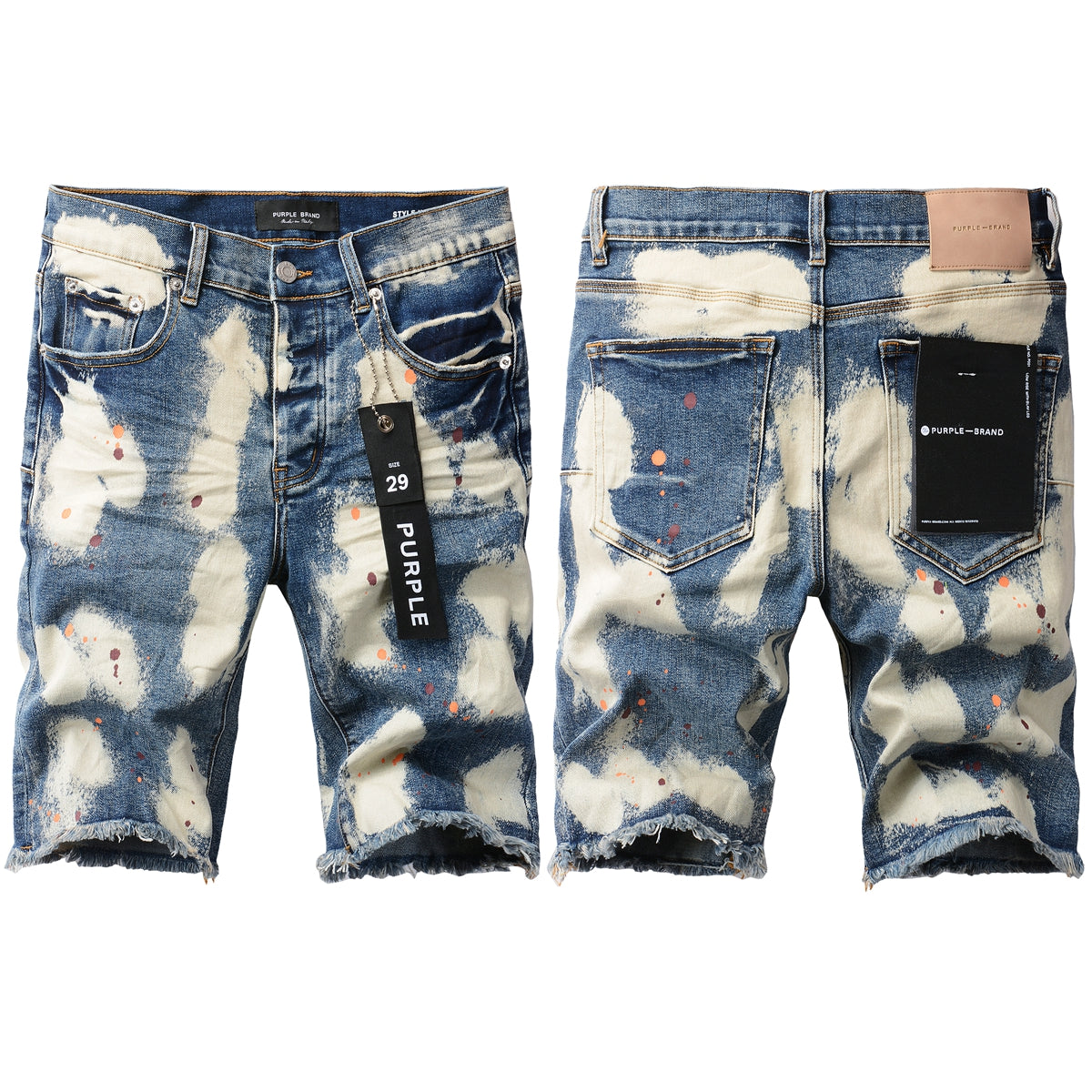 Men Streetwear Skinny Jeans Black and White Graffiti Wash with Multi Color Paint Splash 5090