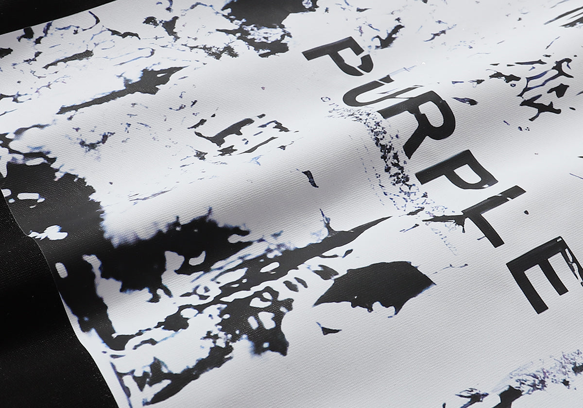 Men Streetwear Short Sleeve Tee Black & White with Purple Brand Abstract Figure Print