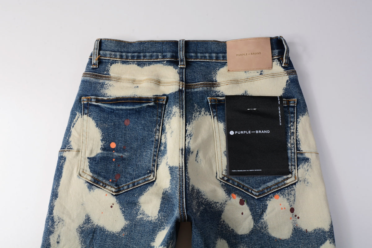 Men Streetwear Skinny Jeans Black and White Graffiti Wash with Multi Color Paint Splash 5090